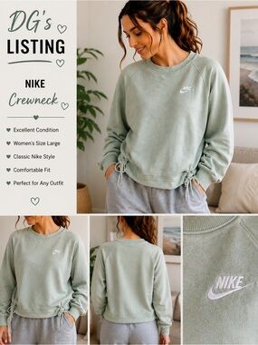 Nike Women's Sage Green Crewneck with Side Tie Detail